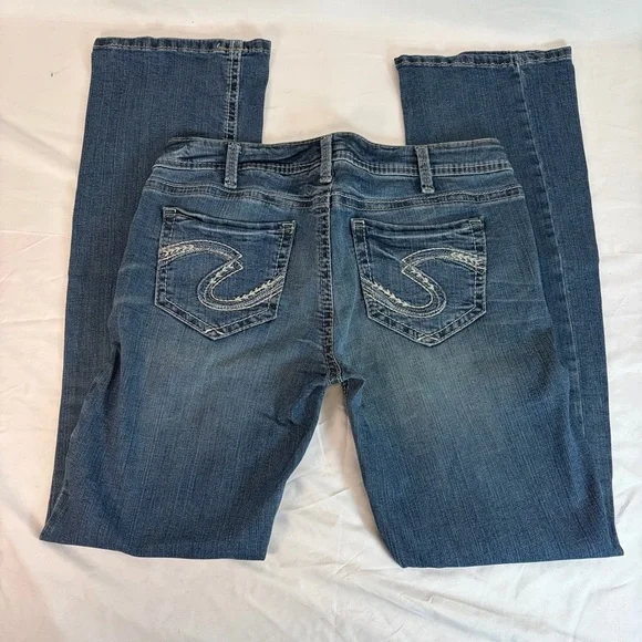 Silver Jeans Co Tuesday Slim Boot Jeans W32 L33 Mid Rise Denim - Picture 1 of 8